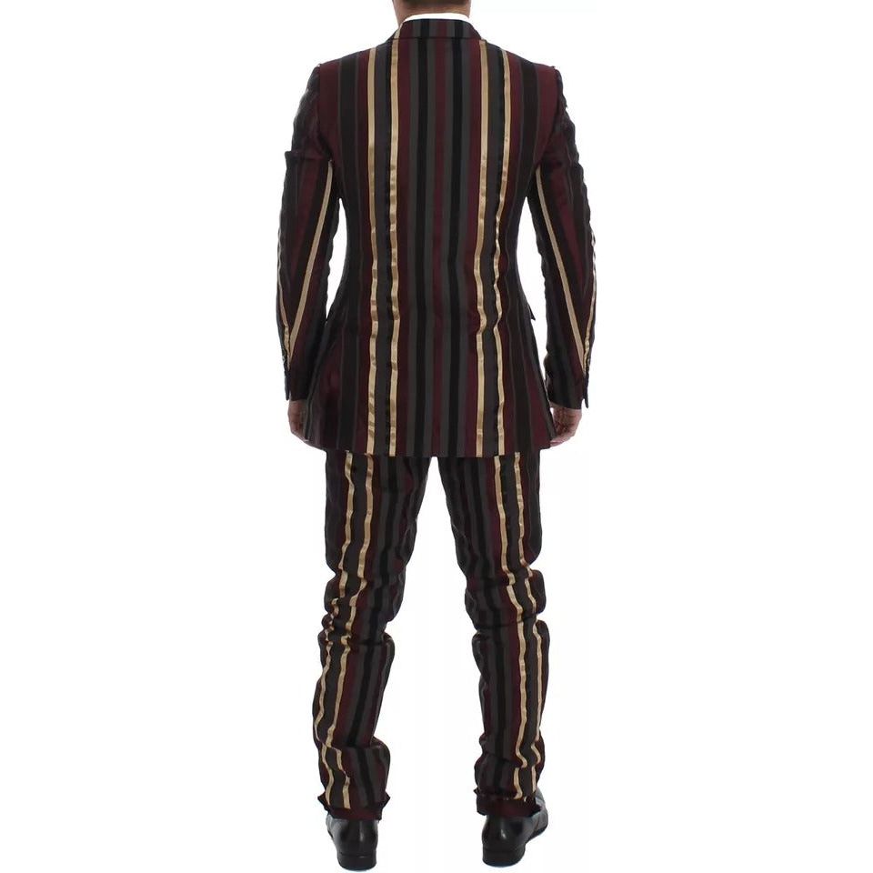 Dolce & Gabbana Multicolor Striped Runway 3 Piece Slim Fit Vest Suit SIG12399-48