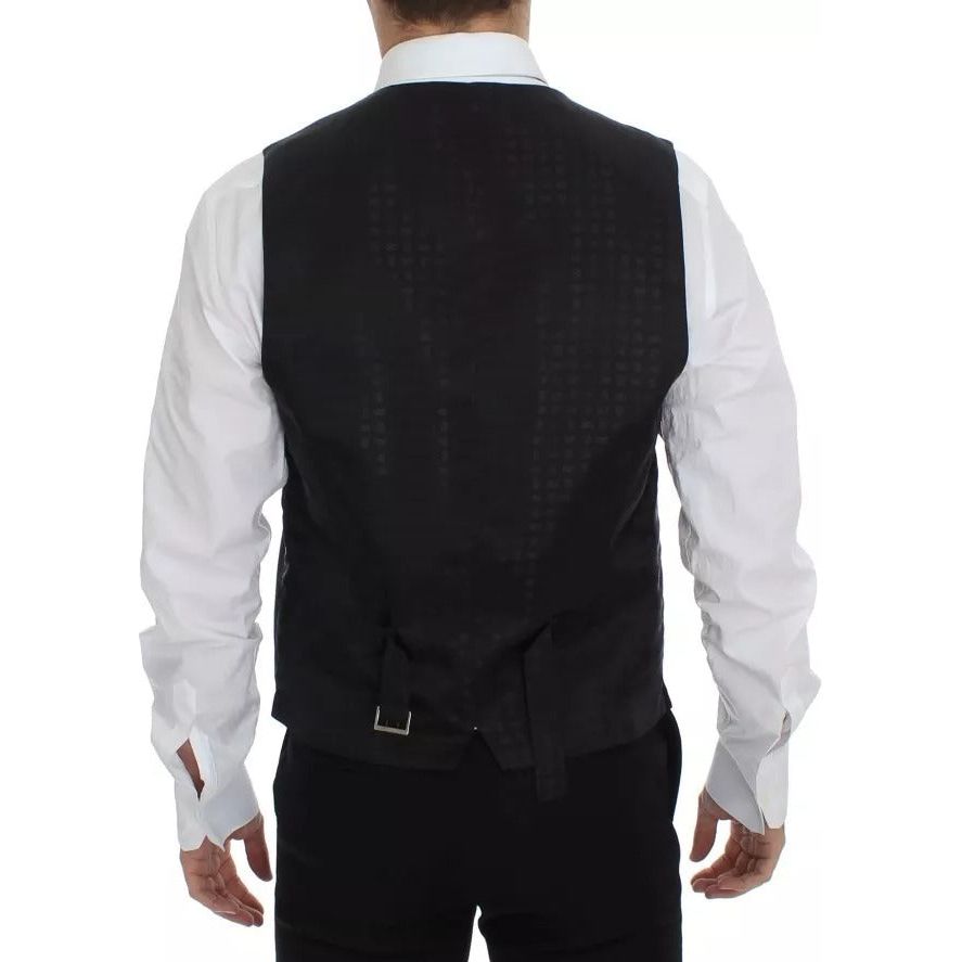 Dolce & Gabbana Black Wool Silk Dress Gilet Jacket Vest VES10039-44