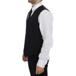 Dolce & Gabbana Black Wool Silk Dress Gilet Jacket Vest VES10039-44