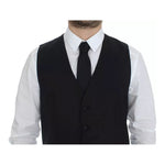 Dolce & Gabbana Black Wool Silk Dress Gilet Jacket Vest VES10039-44