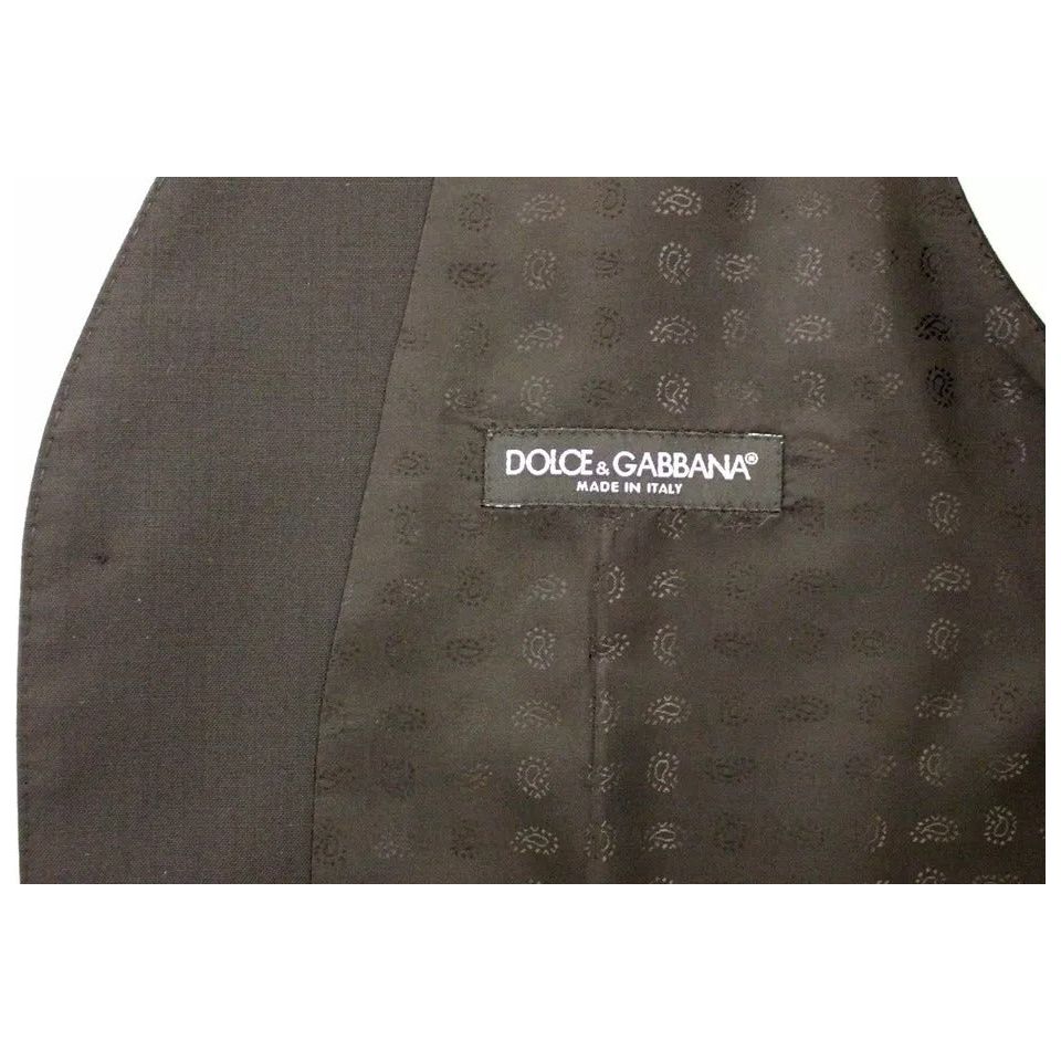 Dolce & Gabbana Black Wool Silk Dress Gilet Jacket Vest VES10039-44