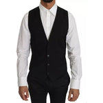 Dolce & Gabbana Black Wool Logo Waistcoat Vest TSH2861-46