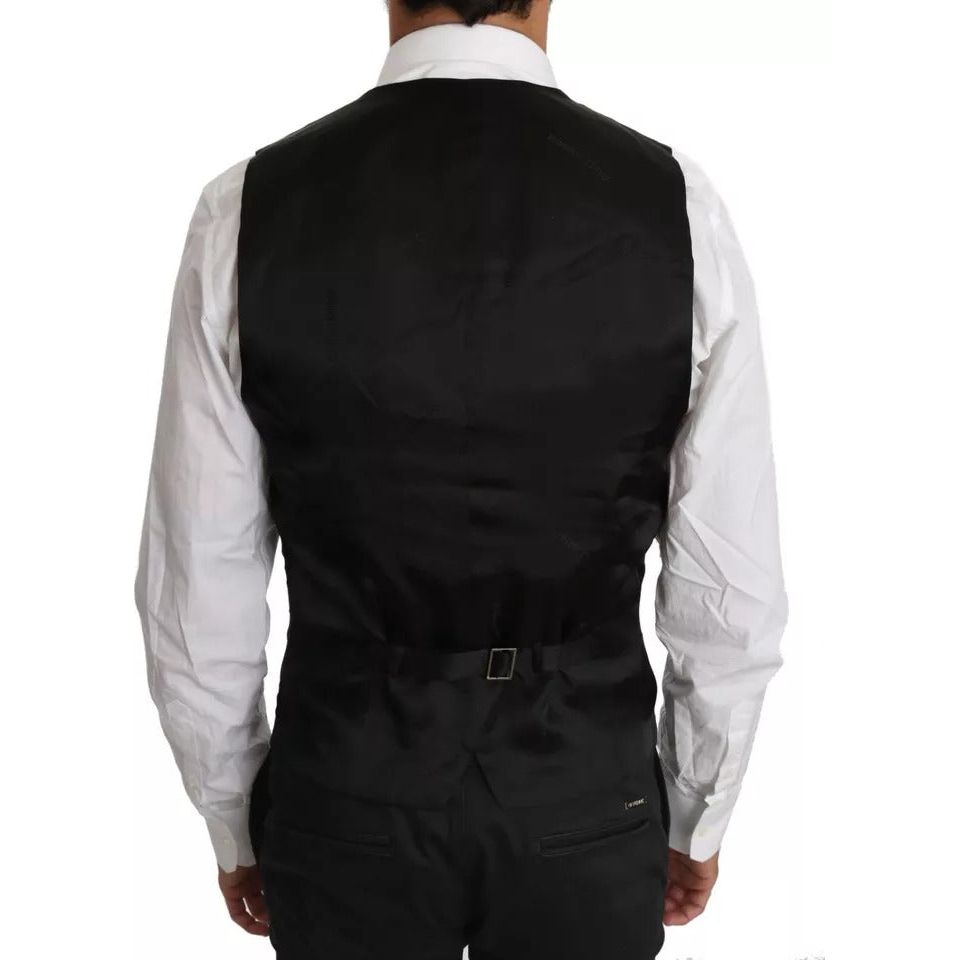 Dolce & Gabbana Black Wool Logo Waistcoat Vest TSH2861-46