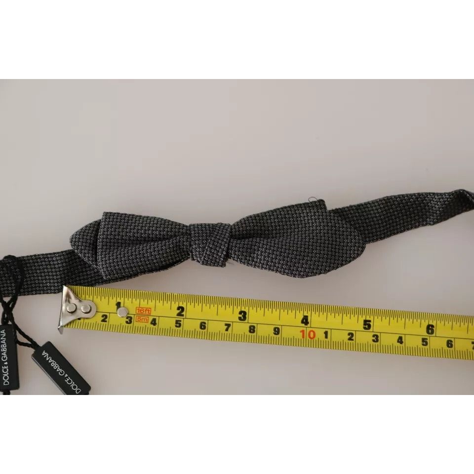 Dolce & Gabbana Gray Silk Patterned Mens Necktie Bow Tie