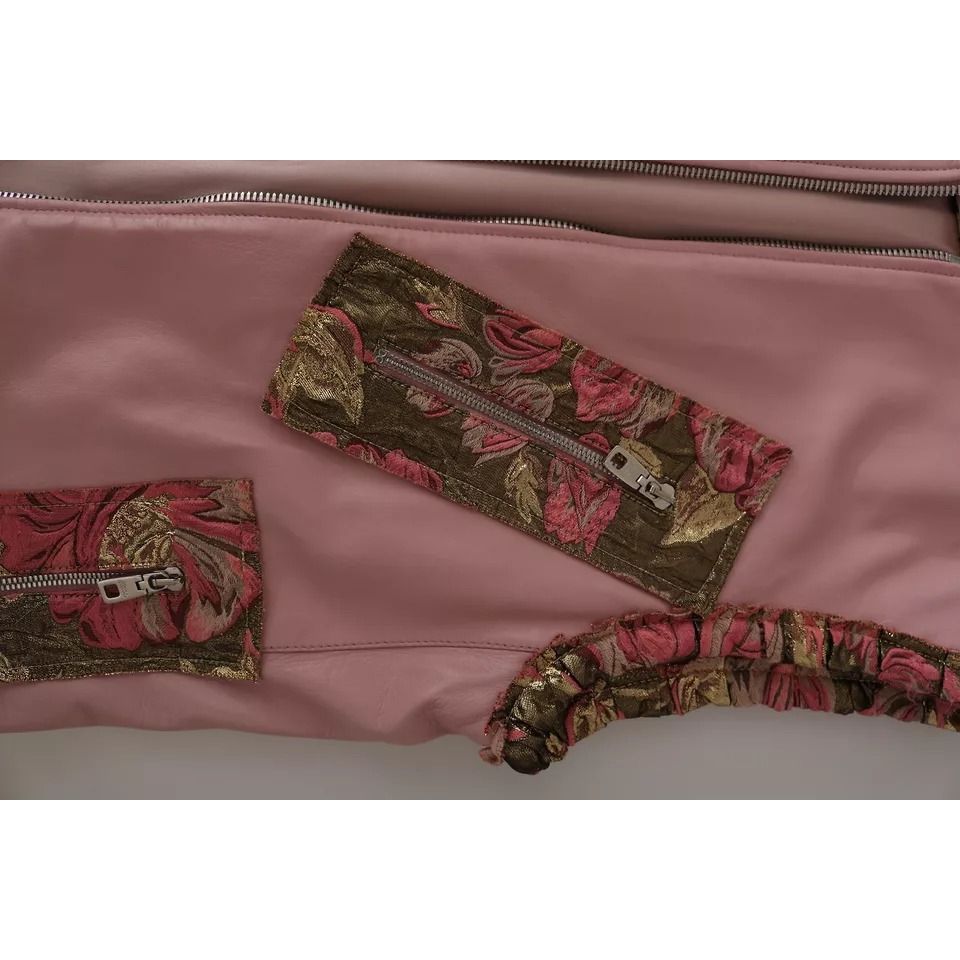 Dolce & Gabbana Pink Leather Sleeveless Vest Jacket Blouse