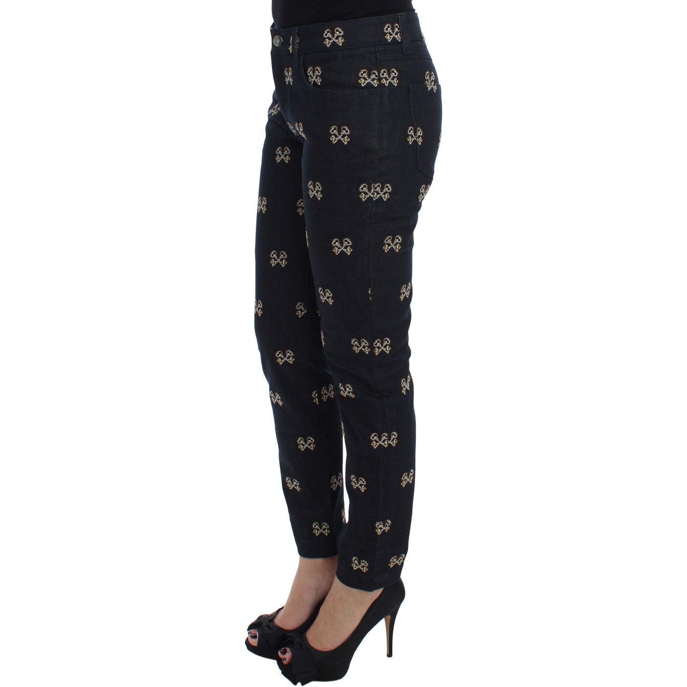 Dolce & Gabbana Blue Key Embroidered Slim Fit KATE Jeans SIG17259-5