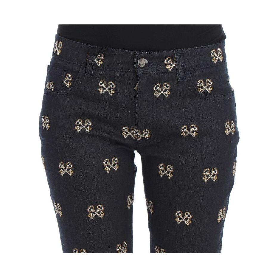 Dolce & Gabbana Blue Key Embroidered Slim Fit KATE Jeans SIG17259-5
