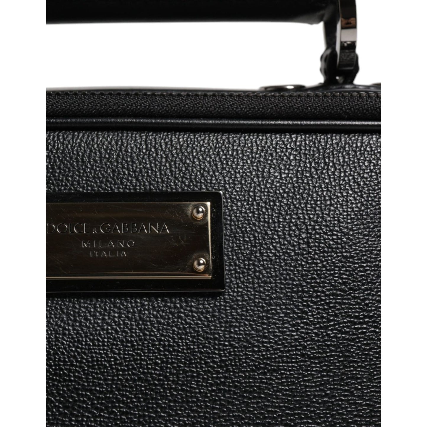 Dolce & Gabbana Black Nylon Leather Logo Top Handle Crossbody Bag