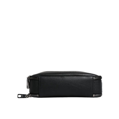 Dolce & Gabbana Black Nylon Leather Logo Top Handle Crossbody Bag