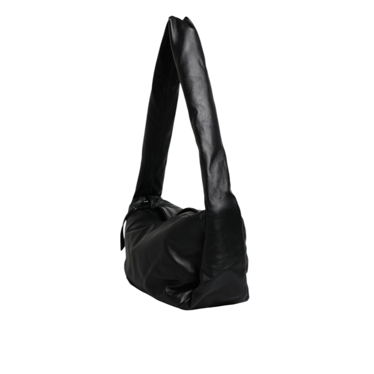 Dolce & Gabbana Black Leather Logo Plaque Shoulder Bag