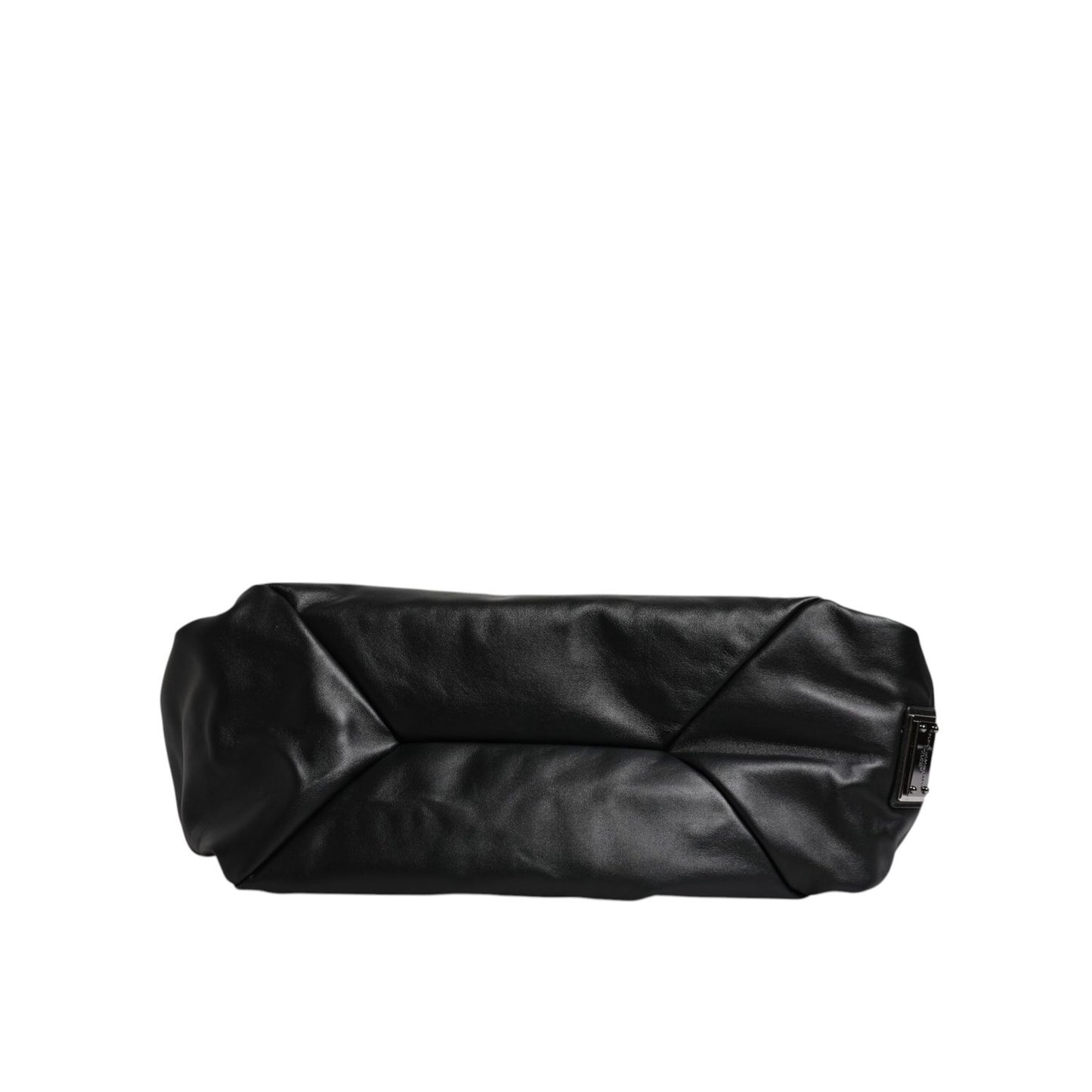 Dolce & Gabbana Black Leather Logo Plaque Shoulder Bag