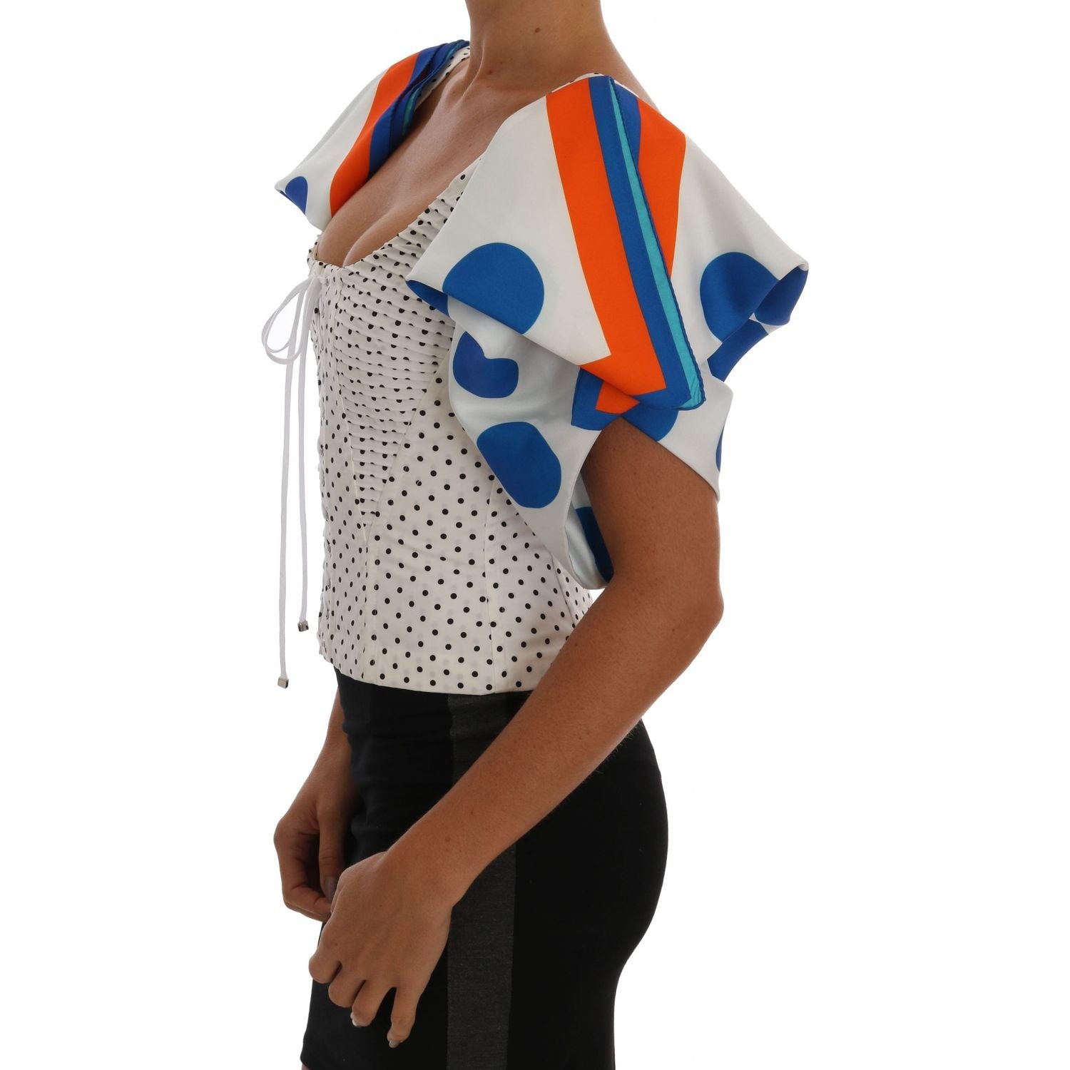 优雅圆点紧身胸衣上衣