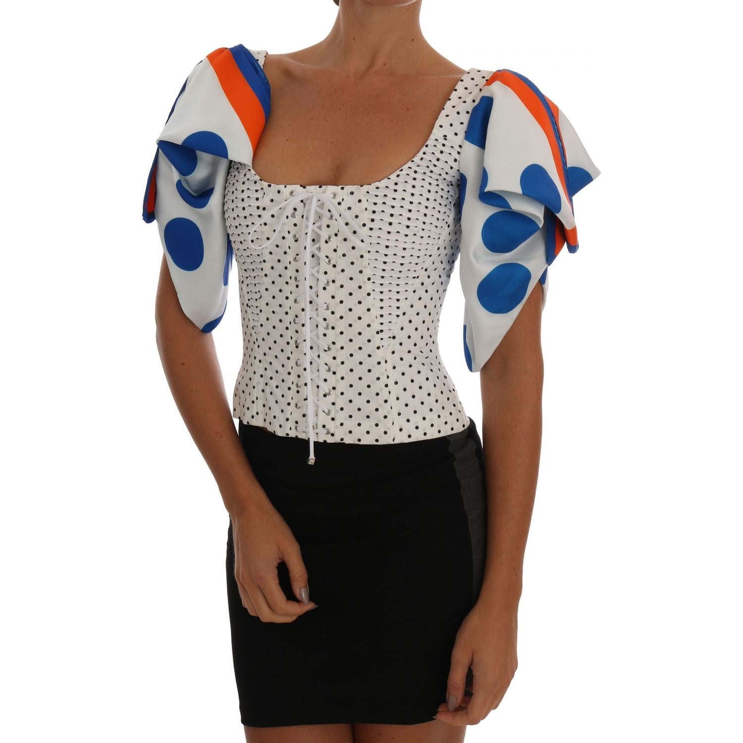 优雅圆点紧身胸衣上衣