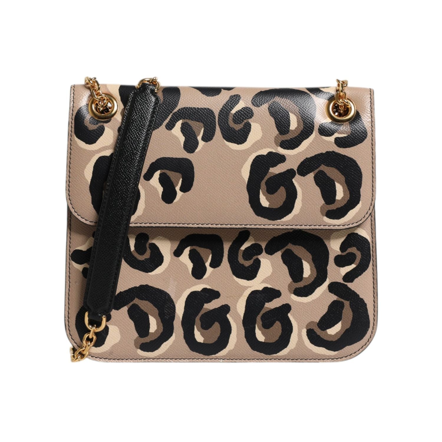 Dolce & Gabbana Beige DG Leopard Pattern Leather Crossbody Bag