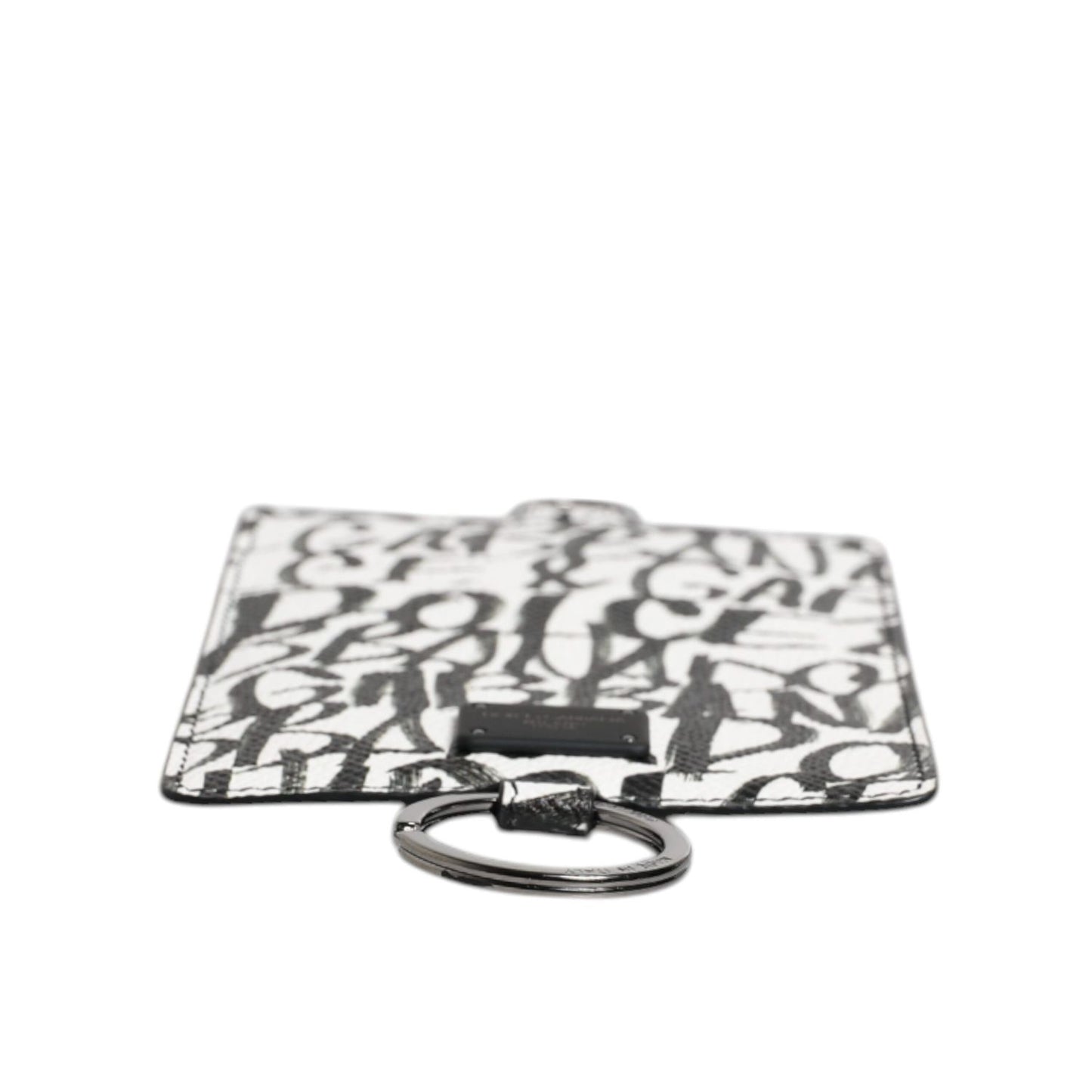 Dolce & Gabbana White Leather Lanyard Logo Print Card Holder Wallet