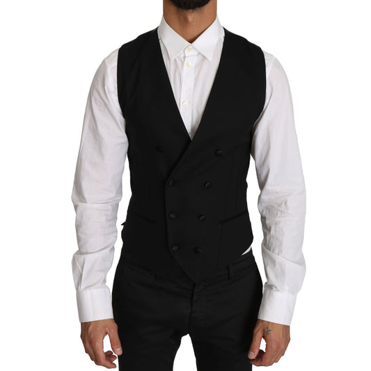 Dolce & Gabbana Gray Wool Double Breasted Waistcoat Vest TSH2661-46