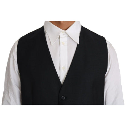 Dolce & Gabbana Gray Wool Silk Waistcoat Vest