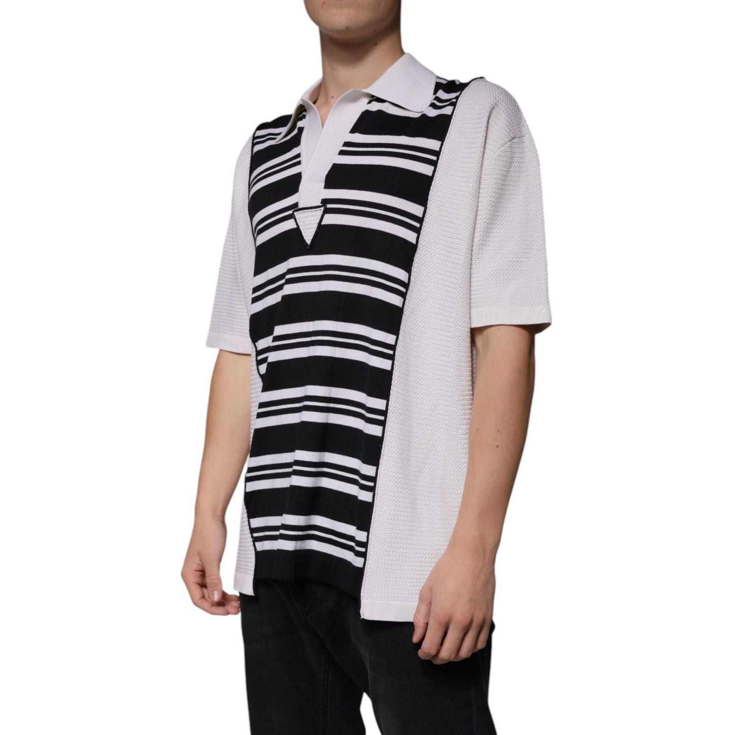 Dolce & Gabbana Black White Stripes Collared Polo T-shirt