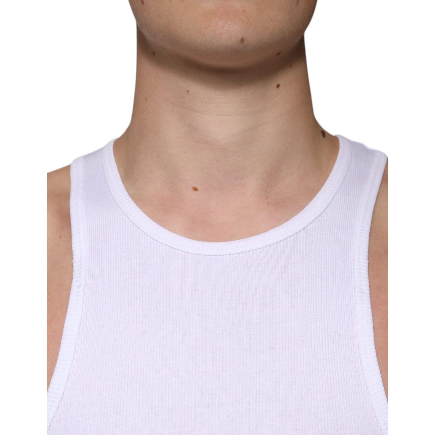 Dolce & Gabbana White Cotton Sleeveless Round Neck Tank T-shirt