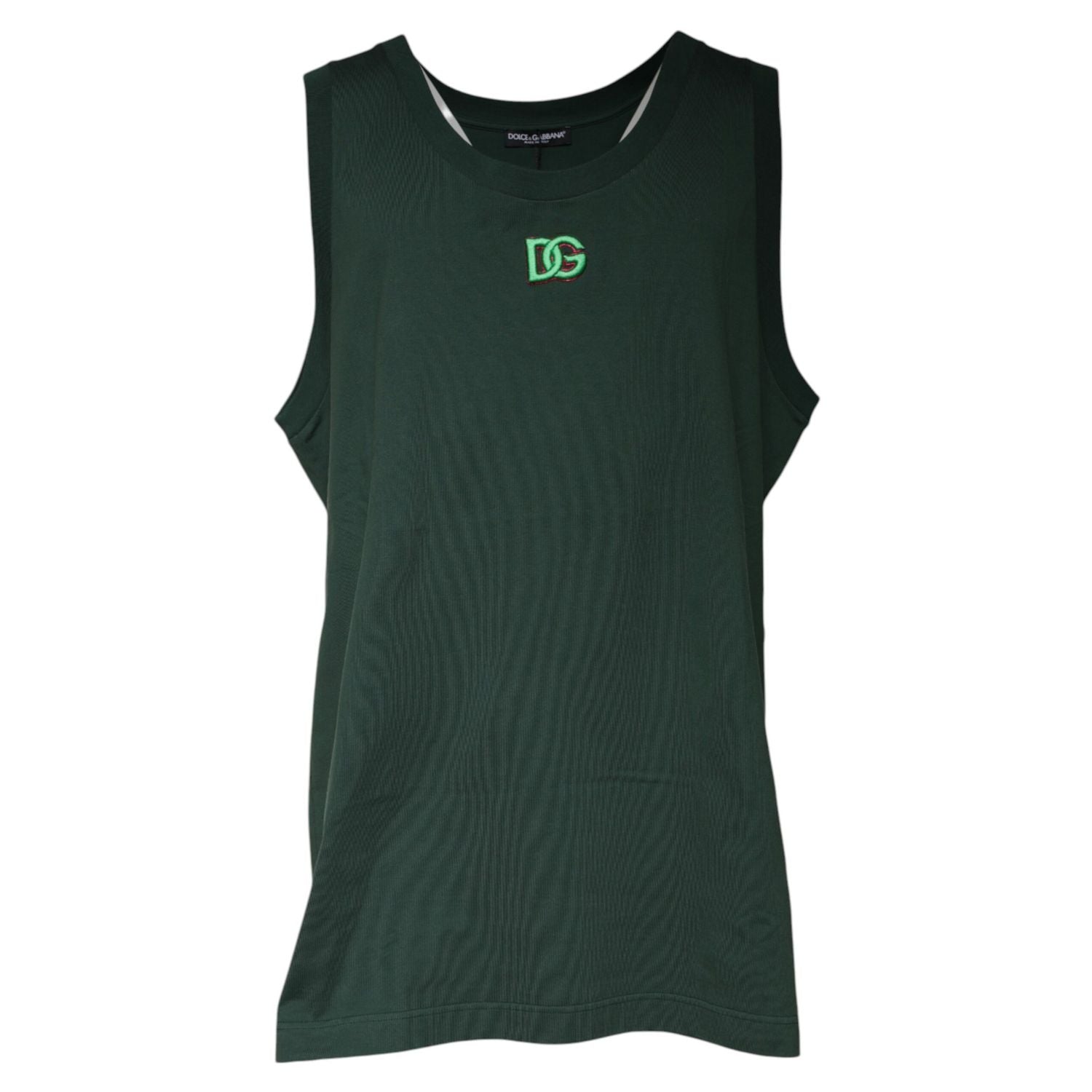 Dolce & Gabbana Green DG Sleeveless Round Neck Tank T-shirt