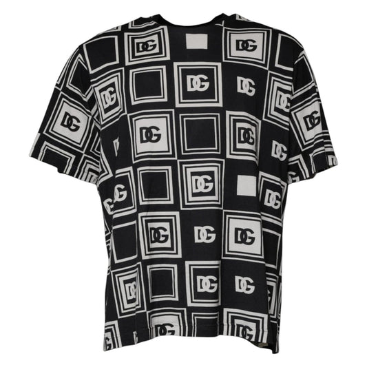 Dolce & Gabbana Black Logo Monogram Cotton Crew Neck T-shirt TSH87679-54