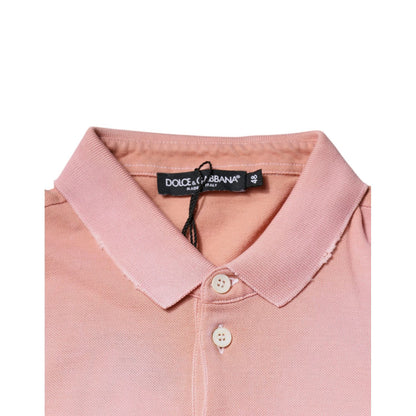 Dolce & Gabbana Pink Crown Collared Short Sleeve Polo T-shirt