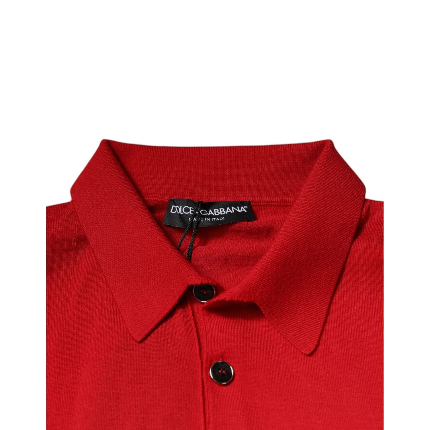 Dolce & Gabbana Red Cashmere Collared Pullover Sweater