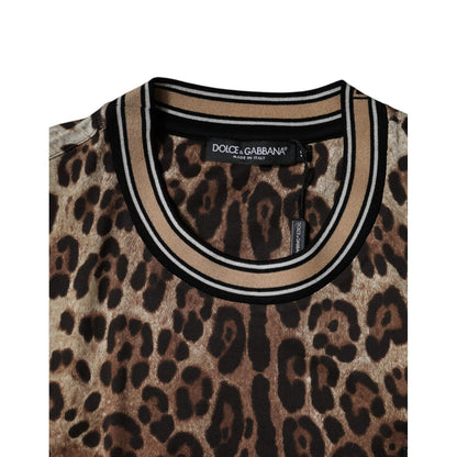 Dolce & Gabbana Brown Leopard Crew Neck Short Sleeve T-shirt