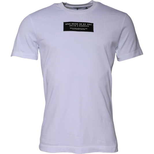 Dolce & Gabbana White Logo Print Cotton Crew Neck T-shirt TSH87719-44