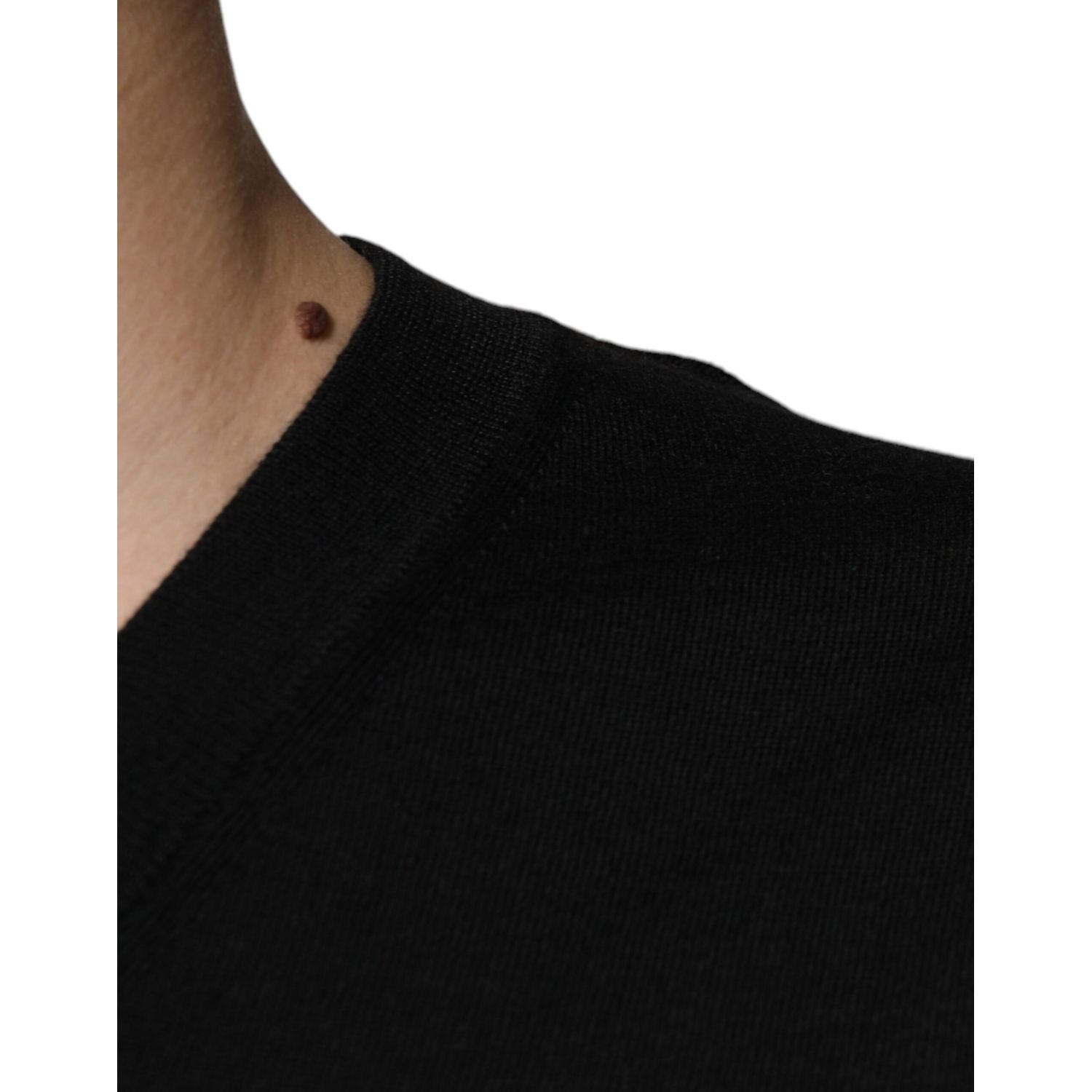 Dolce & Gabbana Black Cashmere V-neck Pullover Sweater