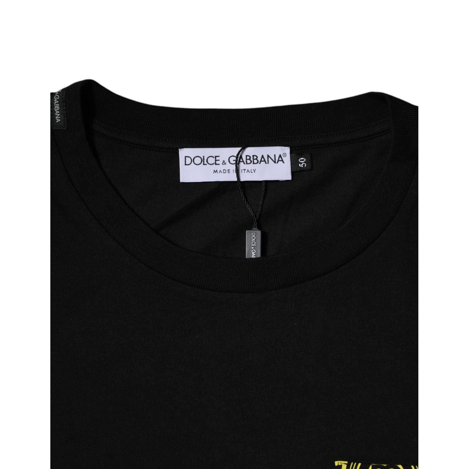 Dolce & Gabbana Black Logo Print Cotton Short Sleeves T-shirt