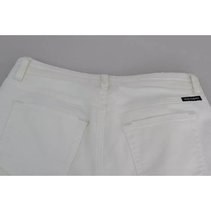 Dolce & Gabbana White Cotton Distressed Pretty Fit Denim Jeans