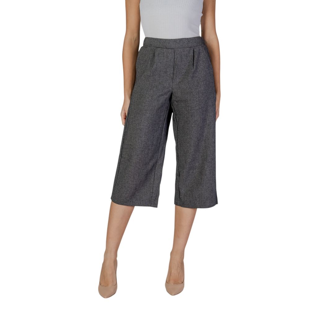 Vero Moda Black And White Polyester Cropped Pants