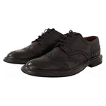 Dolce & Gabbana Black Perforated Leather Lace Up Derby Shoes MV4164-40