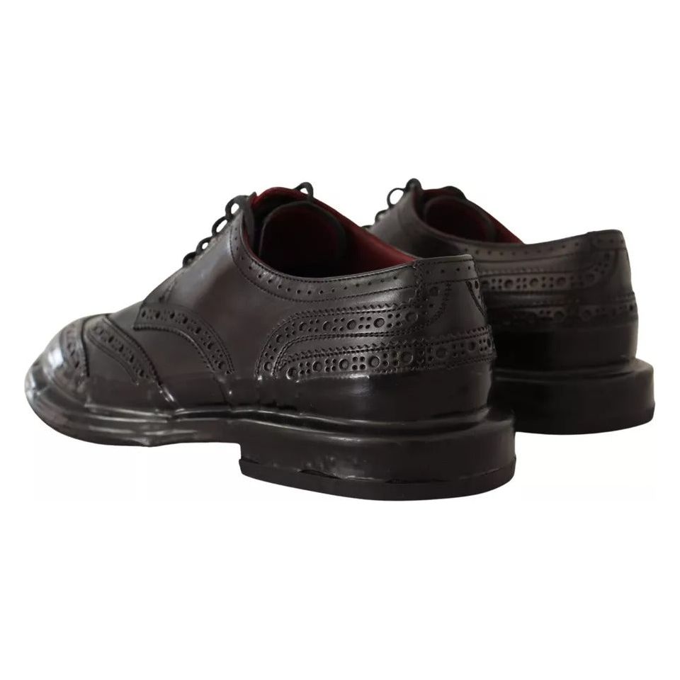 Dolce & Gabbana Black Perforated Leather Lace Up Derby Shoes MV4164-40