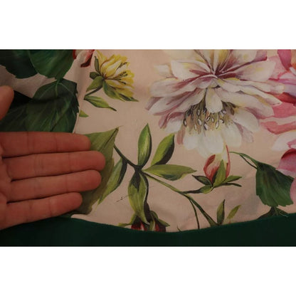 Dolce & Gabbana Pink A-line Sheath Floral Pussy Bow Long Dress