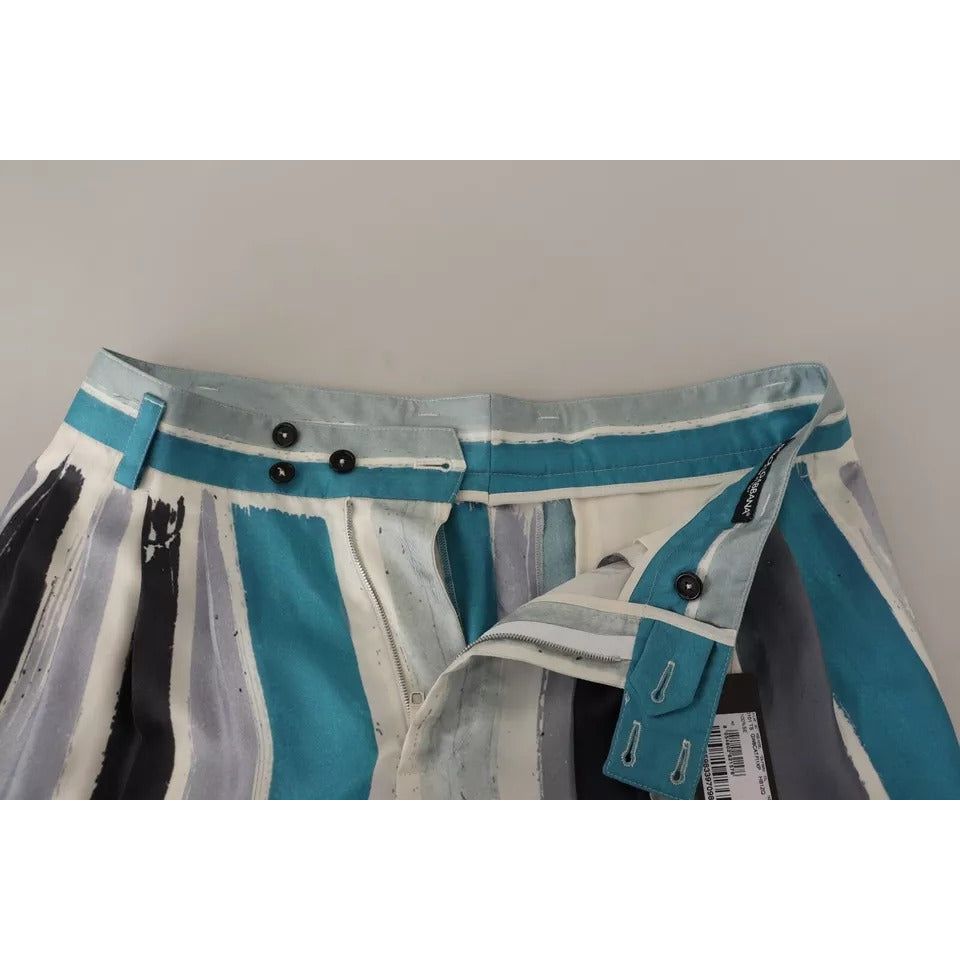 Dolce & Gabbana Multicolor Striped Silk Tapered Pants PAN72707-48