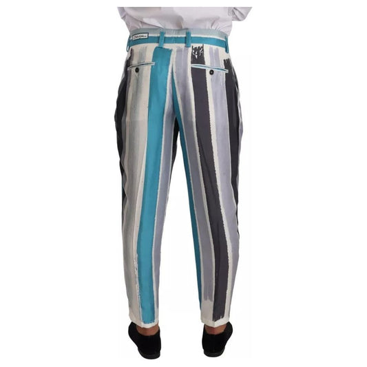 Dolce & Gabbana Multicolor Striped Silk Tapered Pants PAN72707-48