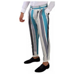 Dolce & Gabbana Multicolor Striped Silk Tapered Pants PAN72707-48