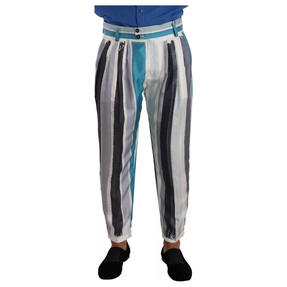 Dolce & Gabbana Multicolor Striped Silk Tapered Pants PAN72707-48