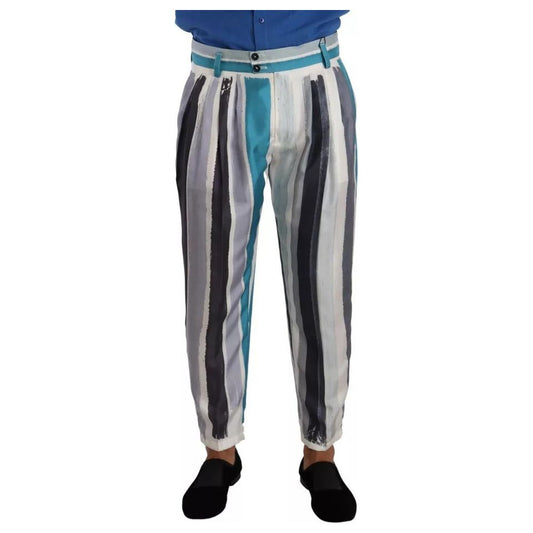 Dolce & Gabbana Multicolor Striped Silk Tapered Pants PAN72707-48