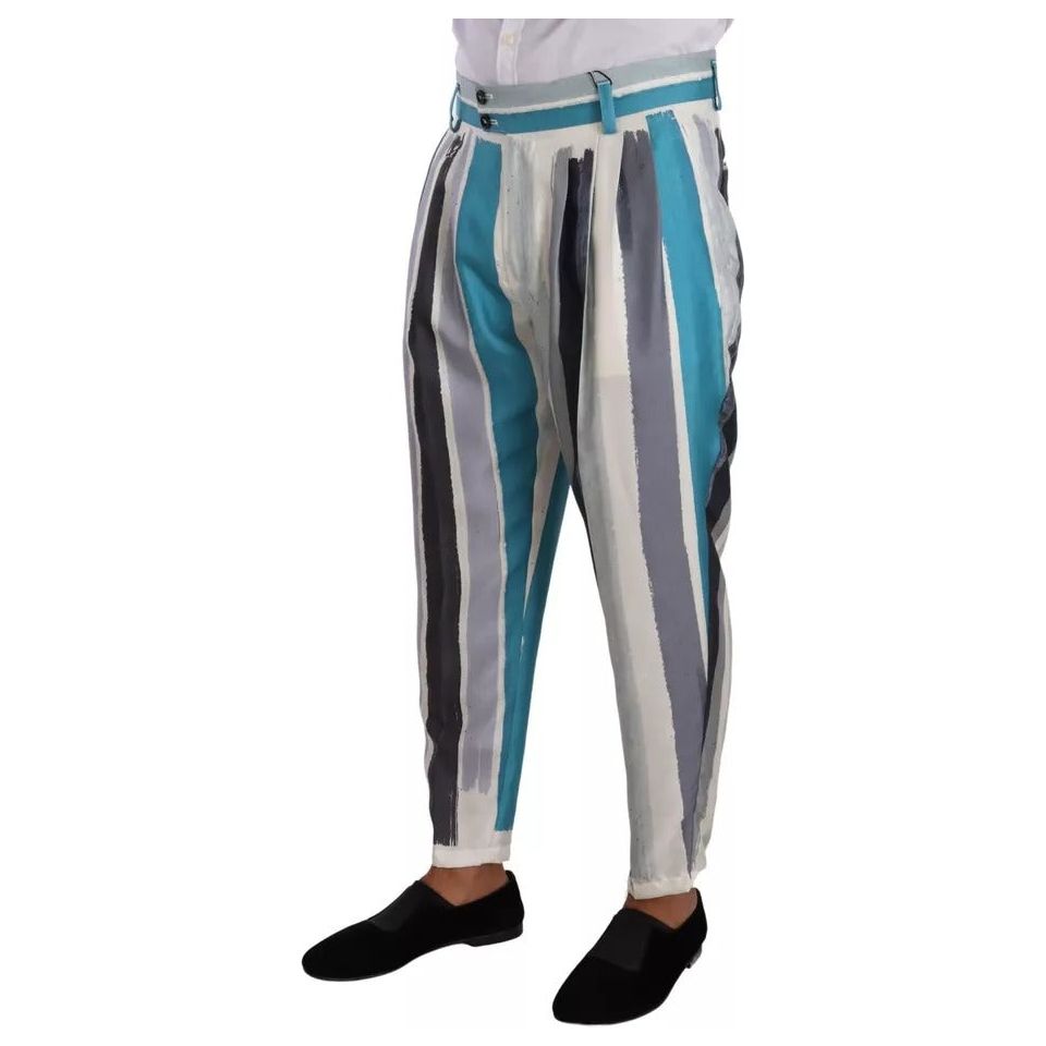Dolce & Gabbana Multicolor Striped Silk Tapered Pants PAN72707-48