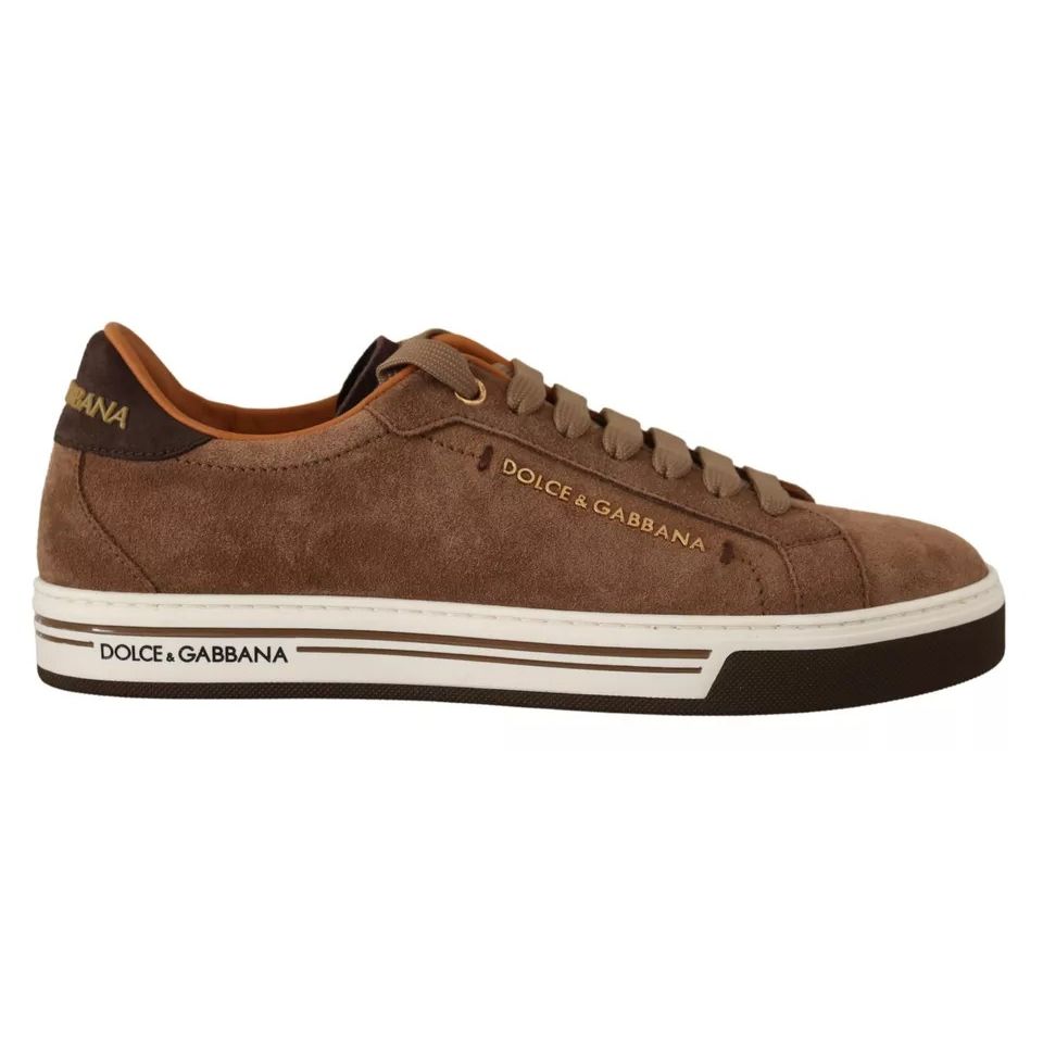 Dolce & Gabbana Brown Suede Logo Low Top Sneakers Men Shoes