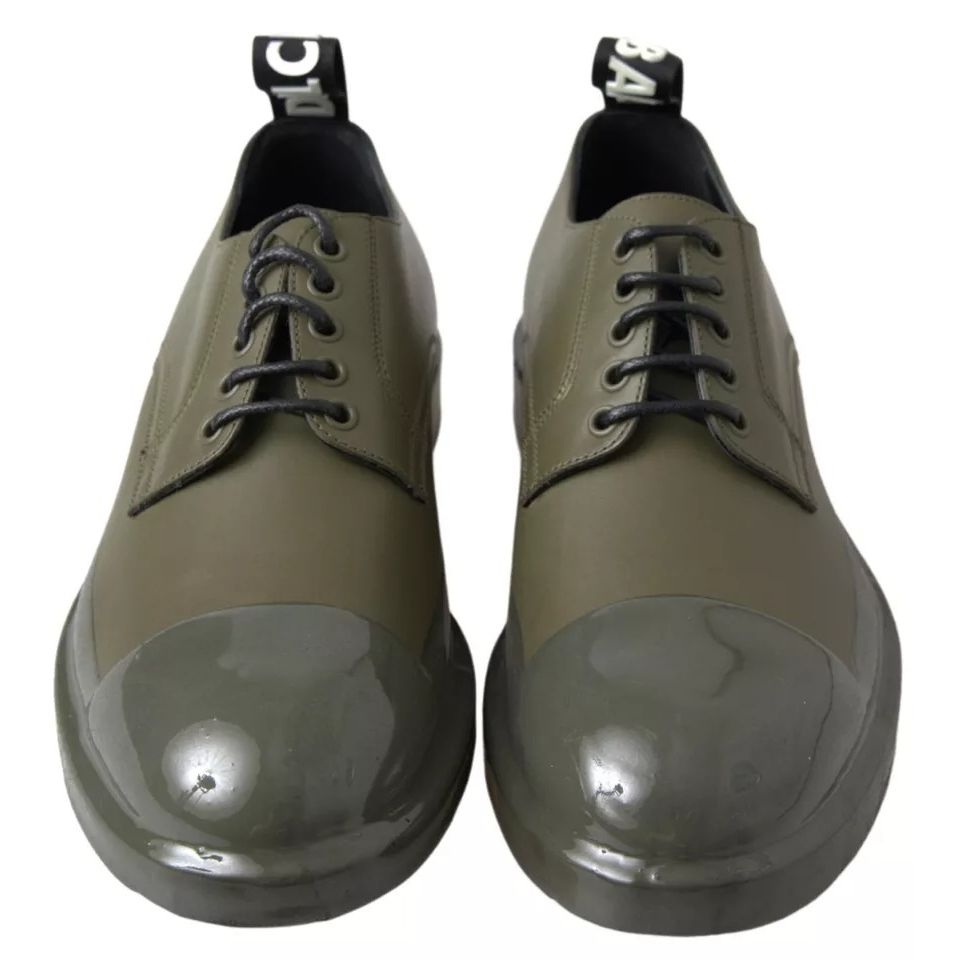 Dolce & Gabbana Green Leather Rubber Sole Dress Shoes