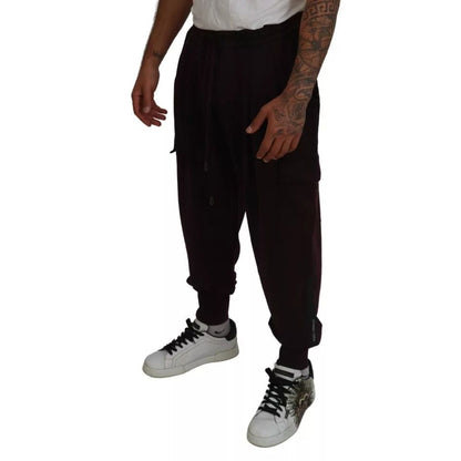 Dolce & Gabbana Bordeaux Cotton Cargo Jogger Sweatpants Pants