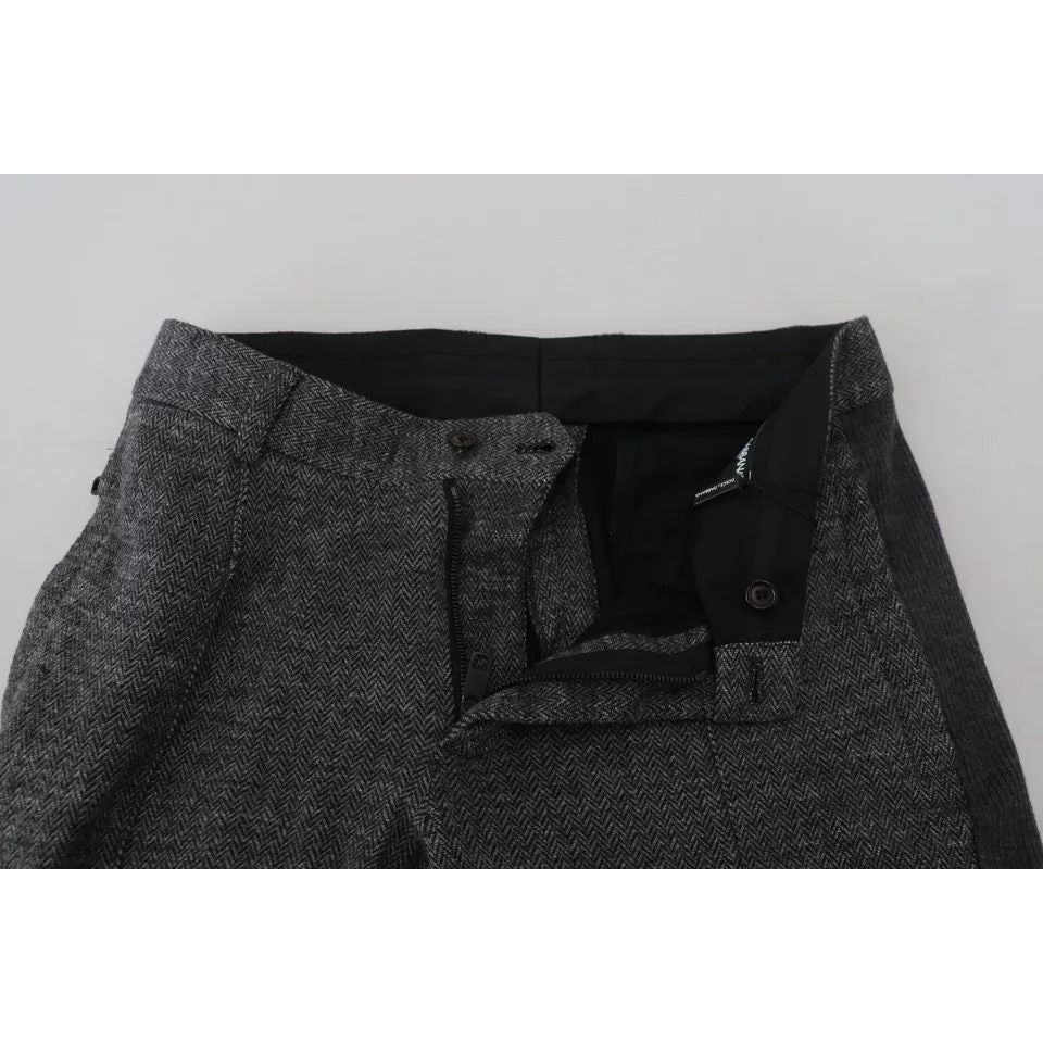 Dolce & Gabbana Gray Chevron Viscose Skinny Pants