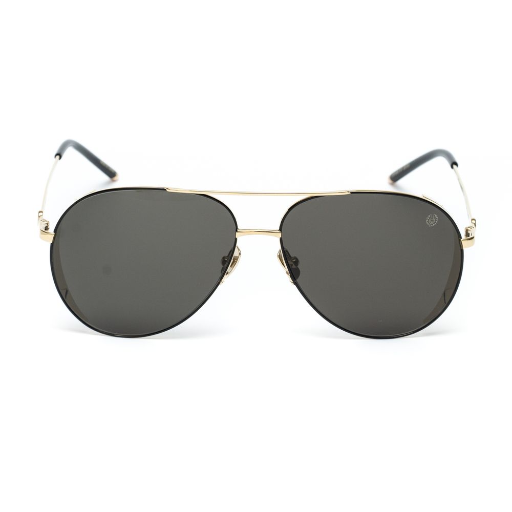 Belstaff Gold Titanium Sunglasses with brown lenses and titanium frame, handmade in Japan, 100% UV protection, high grade acetate.