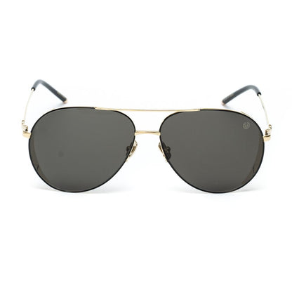 Belstaff Gold Titanium Sunglasses with brown lenses and titanium frame, handmade in Japan, 100% UV protection, high grade acetate.