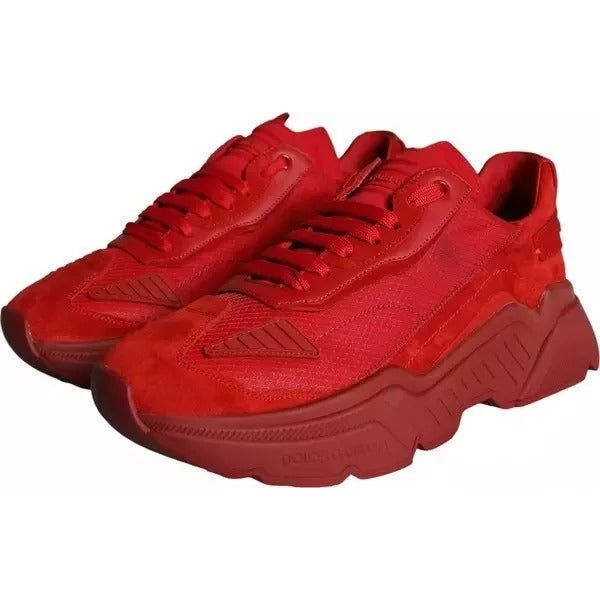 Dolce & Gabbana Red Leather Daymaster Low Top Sneakers Shoes