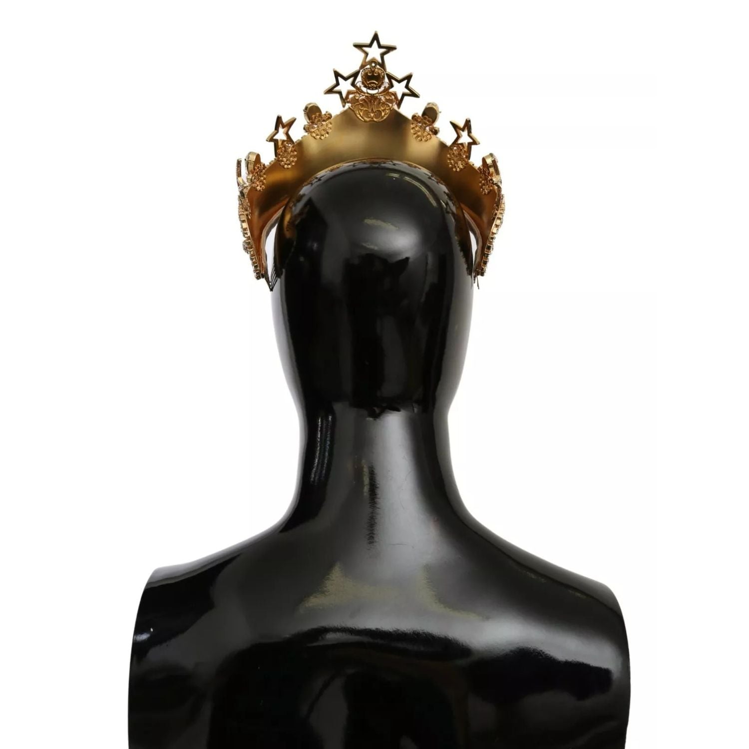 Dolce & Gabbana Gold Crystal Star STRASS Crown Logo Tiara Diadem